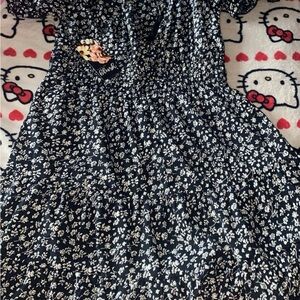 Blush Black and White Floral Dress